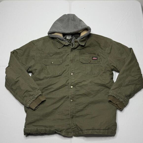 Dickies Sherpa Lined Hooded Canvas Work Jacket Green XL (46–48) - Picture 1 of 5